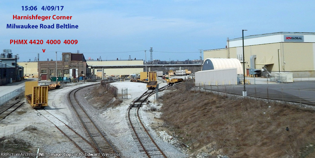 Harnischfeger rails on the CP belt line immediately north of National Avenue